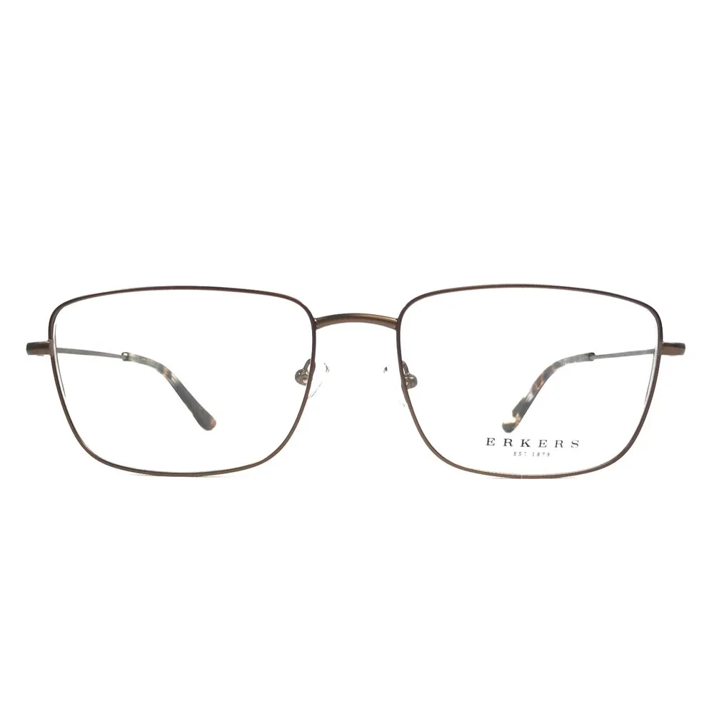 Erkers Eyeglasses Frames WEST ALTON BROWN Matte Rectangle Wire Rim 60-20-152